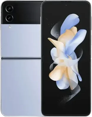 Lavender Samsung Galaxy Z Flip, open and closed