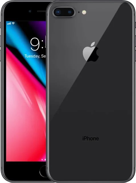 iPhone 8 in space gray, front and back view